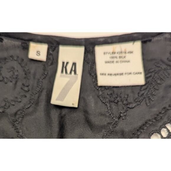 KA Women's Black Silk‎ Embroidered Tunic Sz S Boho Chic Bohemian Oversized - Picture 4 of 5